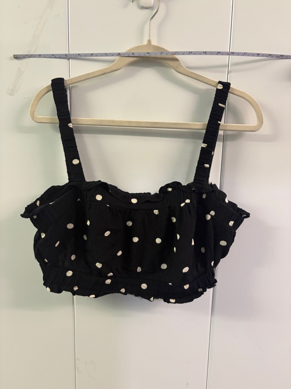 H&M Black Polka Dot Ruffle Crop Camisole